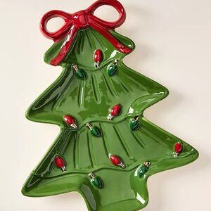 Anthropology Festive Tree Stoneware Platter